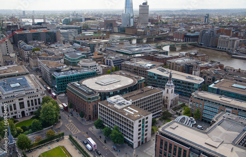 London view. Offices, London eye, Thames, millennium bridge