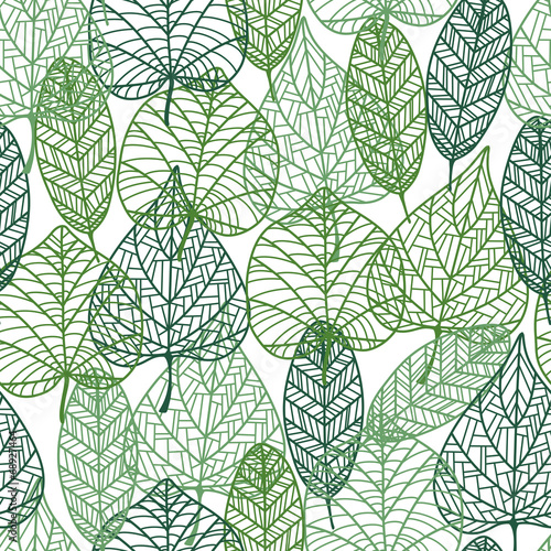 Green leaves seamless pattern #68927464
