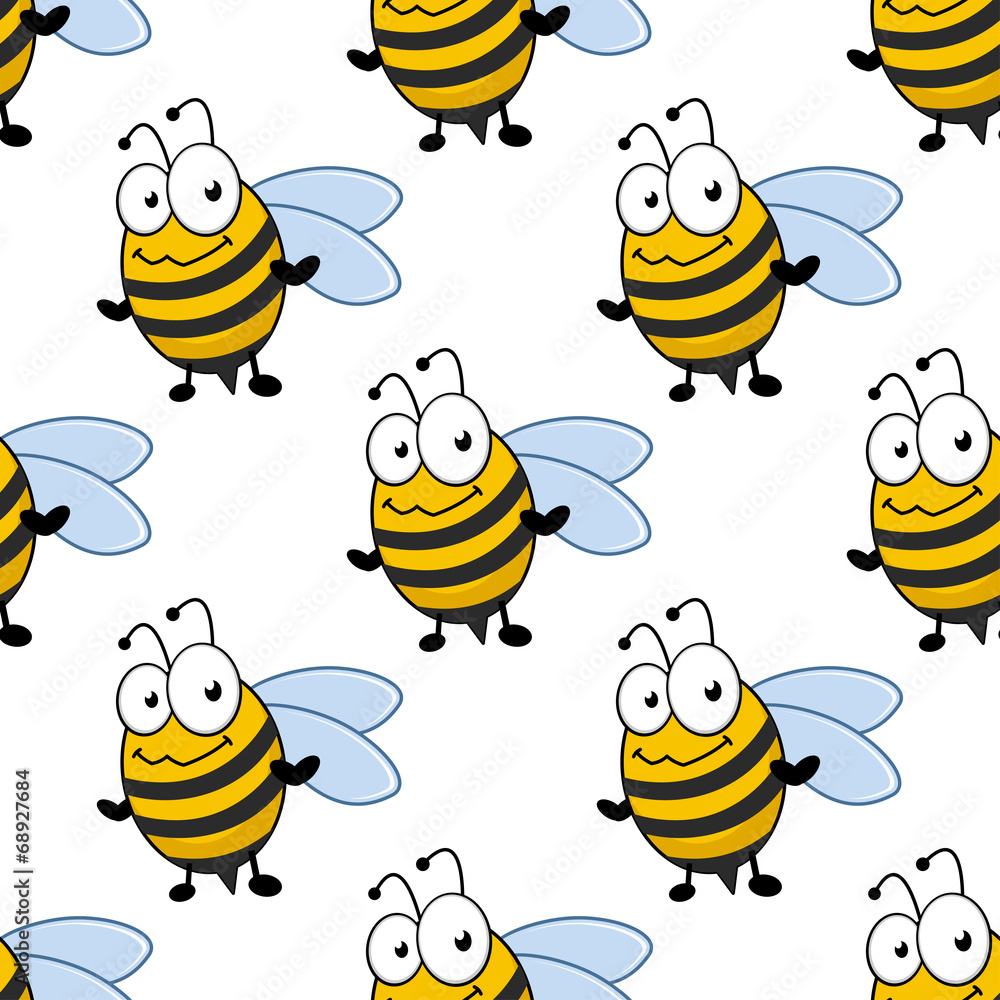 Cartoon smiling bee seamless pattern Cartoon smiling bee seamless pattern