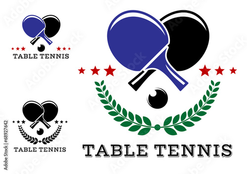 Set of table tennis emblems