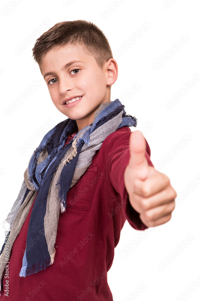 Boy doing thumbs up Stock Photo | Adobe Stock
