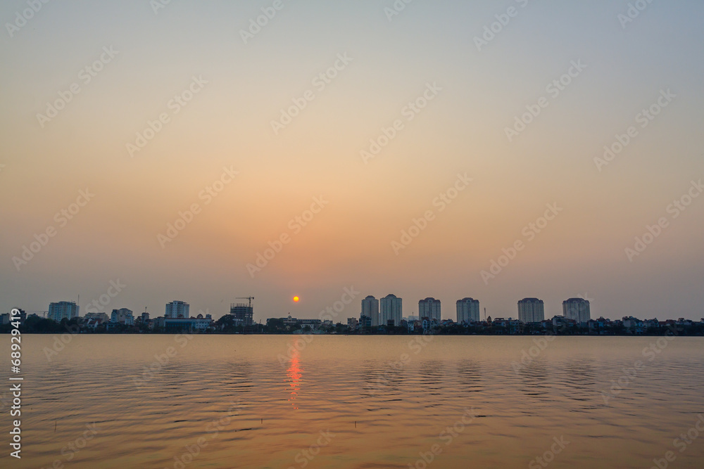 Sunset on West lake, Hanoi, Vietnam