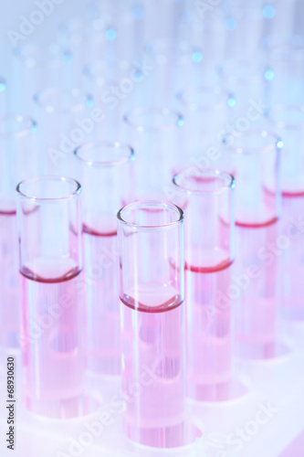 Test tubes with liquid on light background