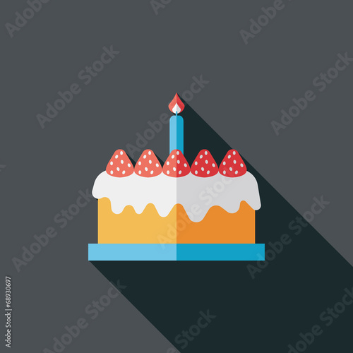birthday cake flat icon with long shadow,eps10