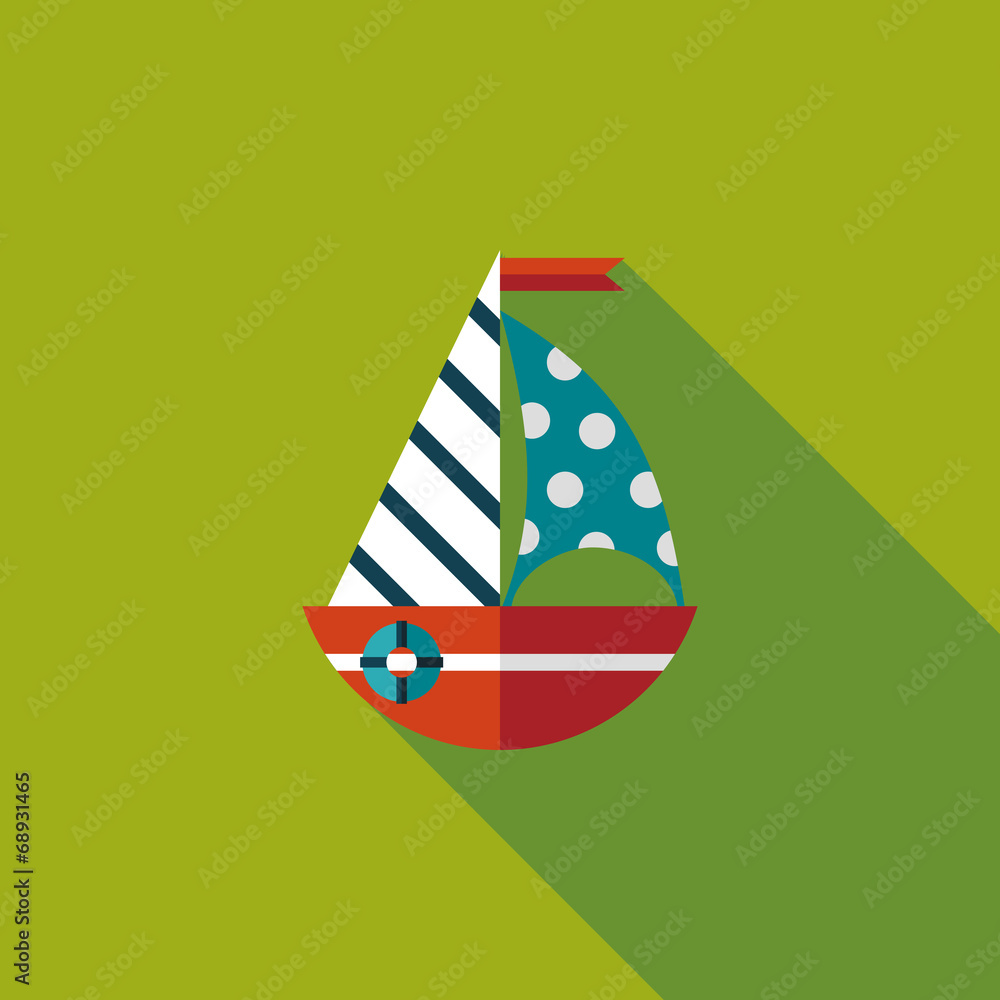 Sailboat flat icon with long shadow,eps10 Sailboat flat icon with long shadow,eps10