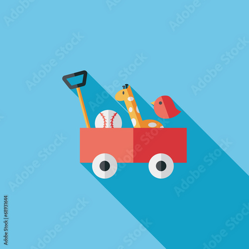 toy cart flat icon with long shadow,eps10