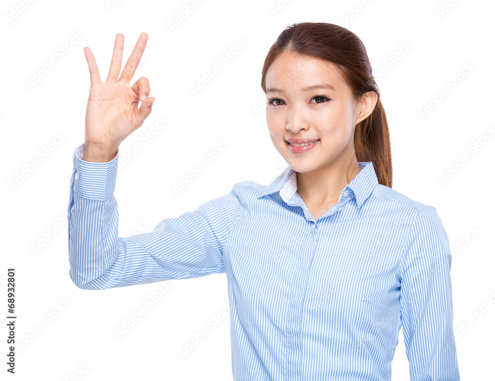 Young asian businesswoman with ok sign Young asian businesswoman with ok sign