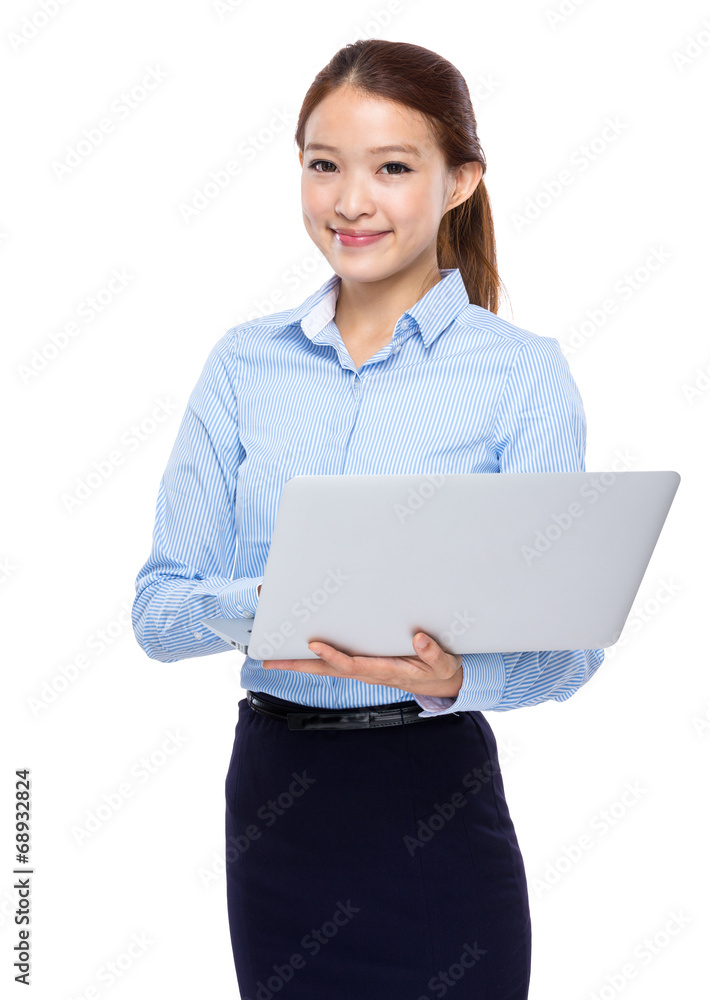 Asian businesswoman use notebook computer Asian businesswoman use notebook computer