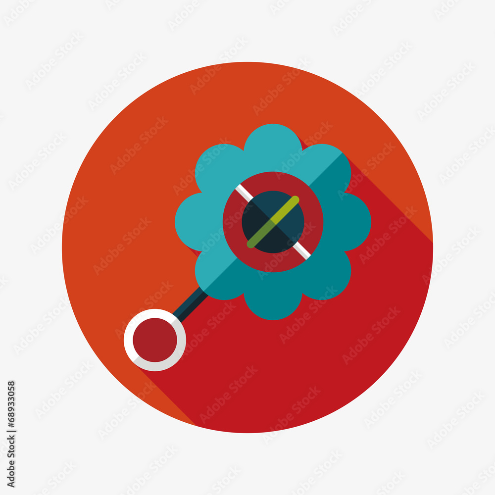baby rattle flat icon with long shadow,EPS 10 baby rattle flat icon with long shadow,EPS 10
