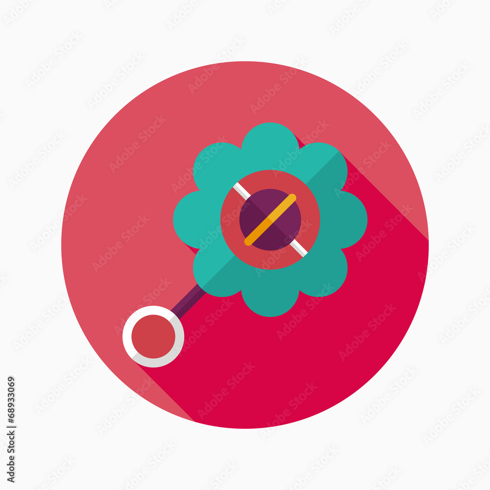 baby rattle flat icon with long shadow,EPS 10 baby rattle flat icon with long shadow,EPS 10