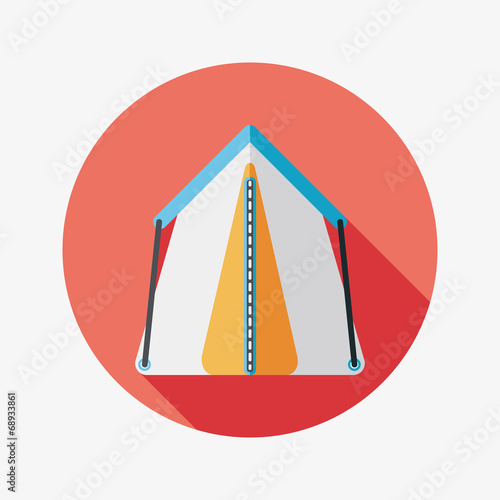 tourist tent flat icon with long shadow