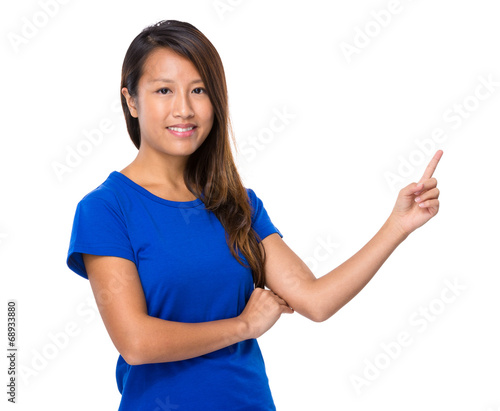 Woman with finger point out