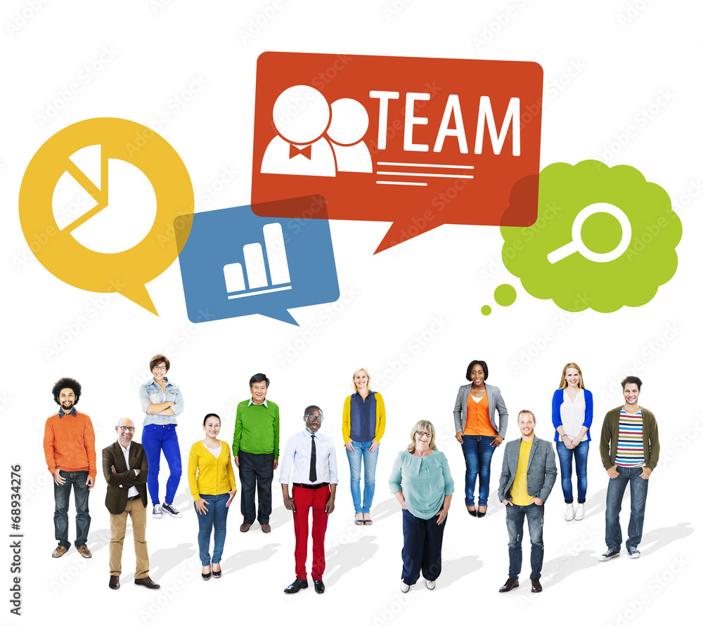 Group of Multiethnic People with Speech Bubbles Group of Multiethnic People with Speech Bubbles