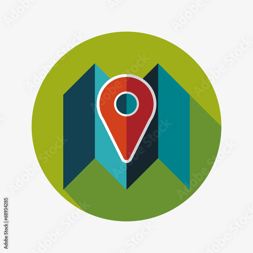 Free Download map location flat icon with long shadow - GFXLoad