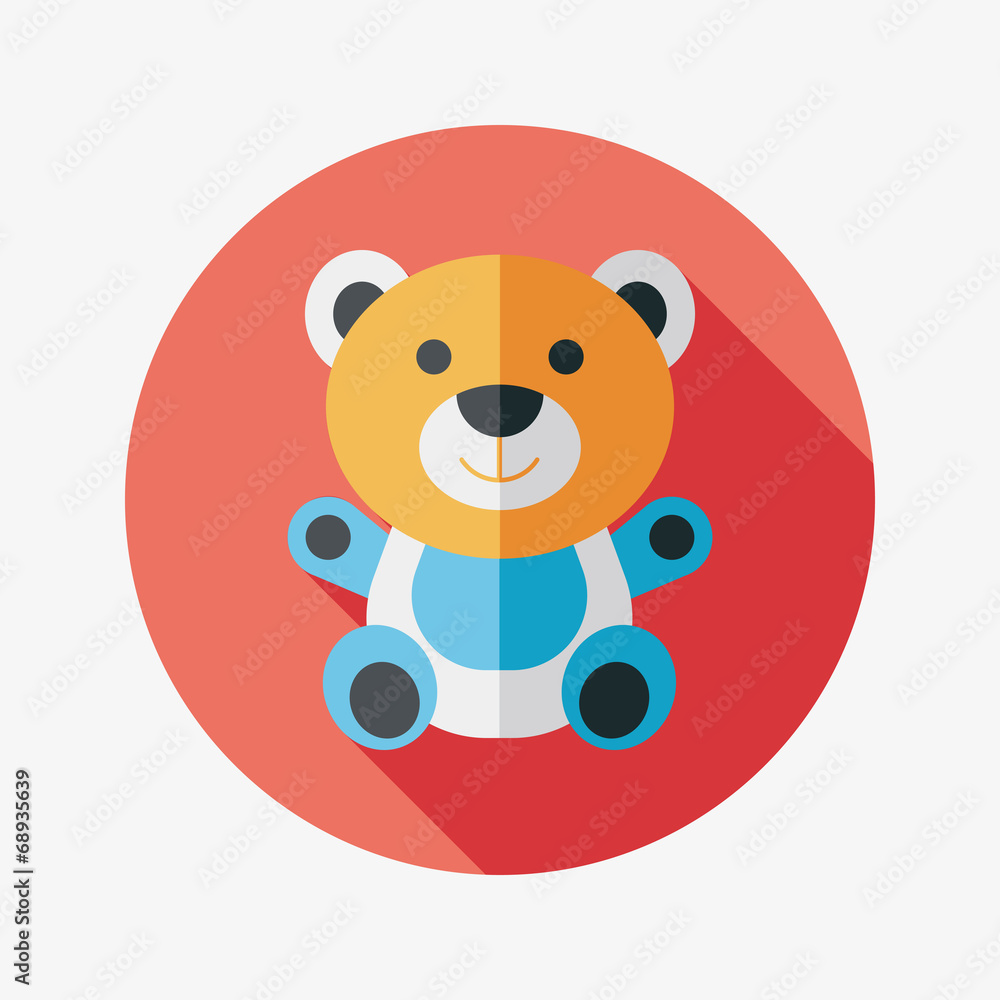 Fototapeta premium teddy bear flat icon with long shadow,eps 10