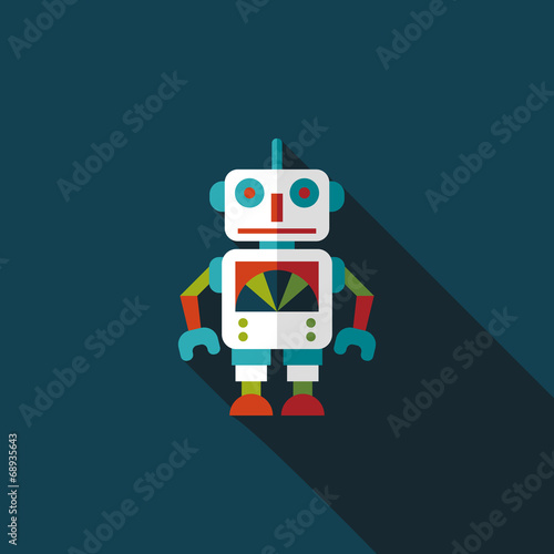 vintage robot flat icon with long shadow,eps 10