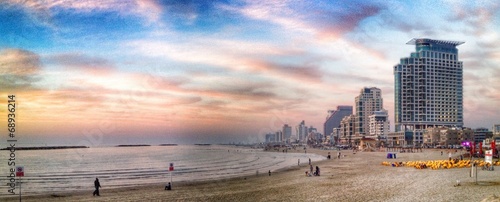 tel aviv beach sunset panorama