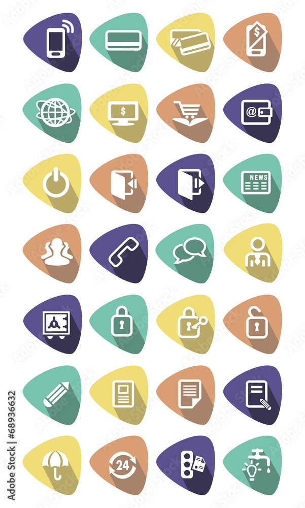 Business icons in colorful triangles Business icons in colorful triangles