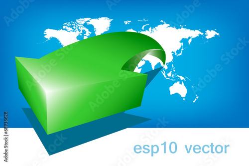 World Map Green Arrow Asia