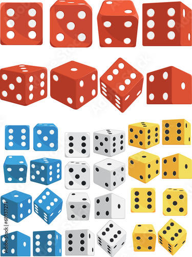Dice in Several Positions and Colors