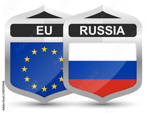 EU & Russia – Metal Shield Icons