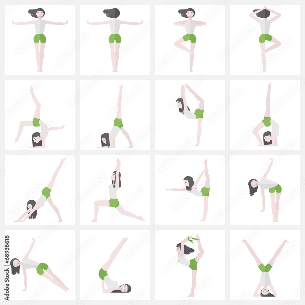 Yoga poses flat illustration collection Yoga poses flat illustration collection