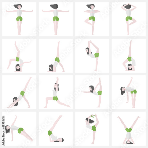 Yoga poses flat illustration collection