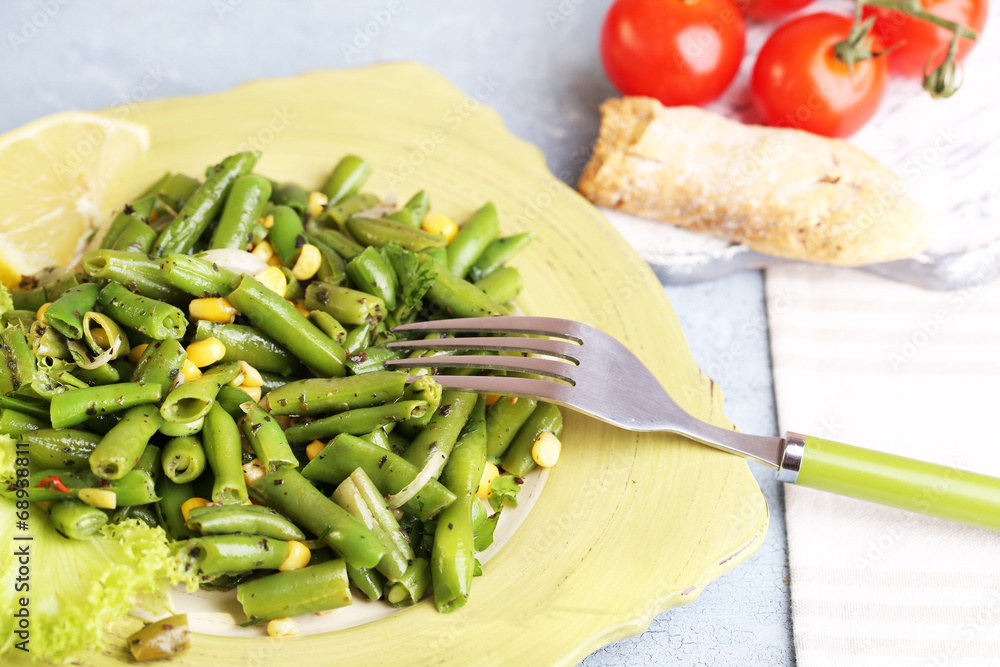 Salad with green beans and corn, Salad with green beans and corn,