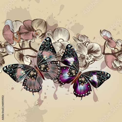 Fashion vector seamless pattren with butterflies