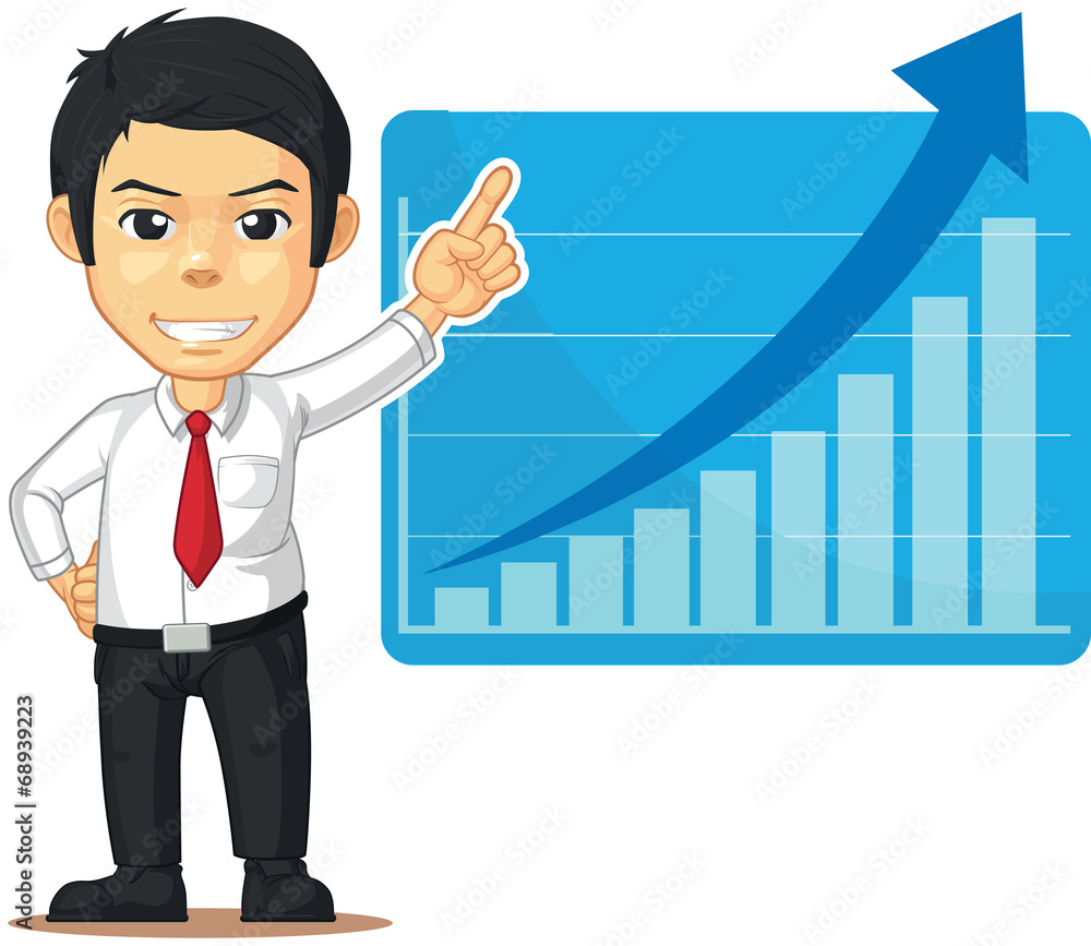 Man with Increasing Graph or Chart Man with Increasing Graph or Chart