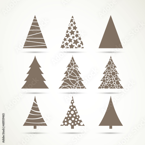 Vector Illustration of Christmas Tree Icons