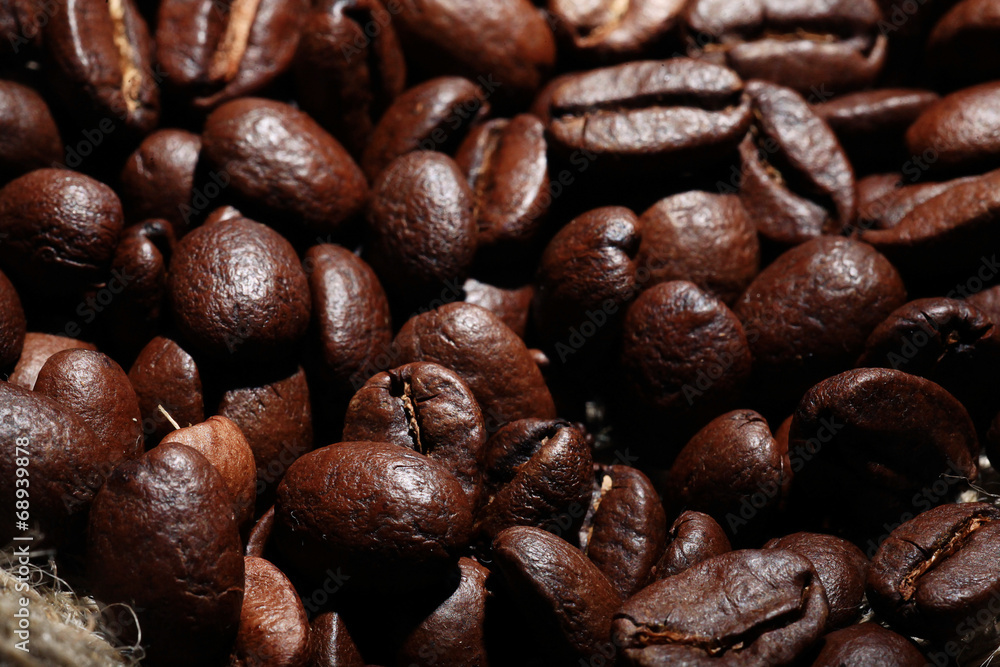 Naklejka premium Arabica coffee beans texture