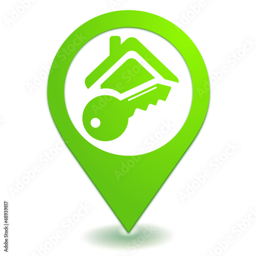 alarme de maison sur symbole localisation vert