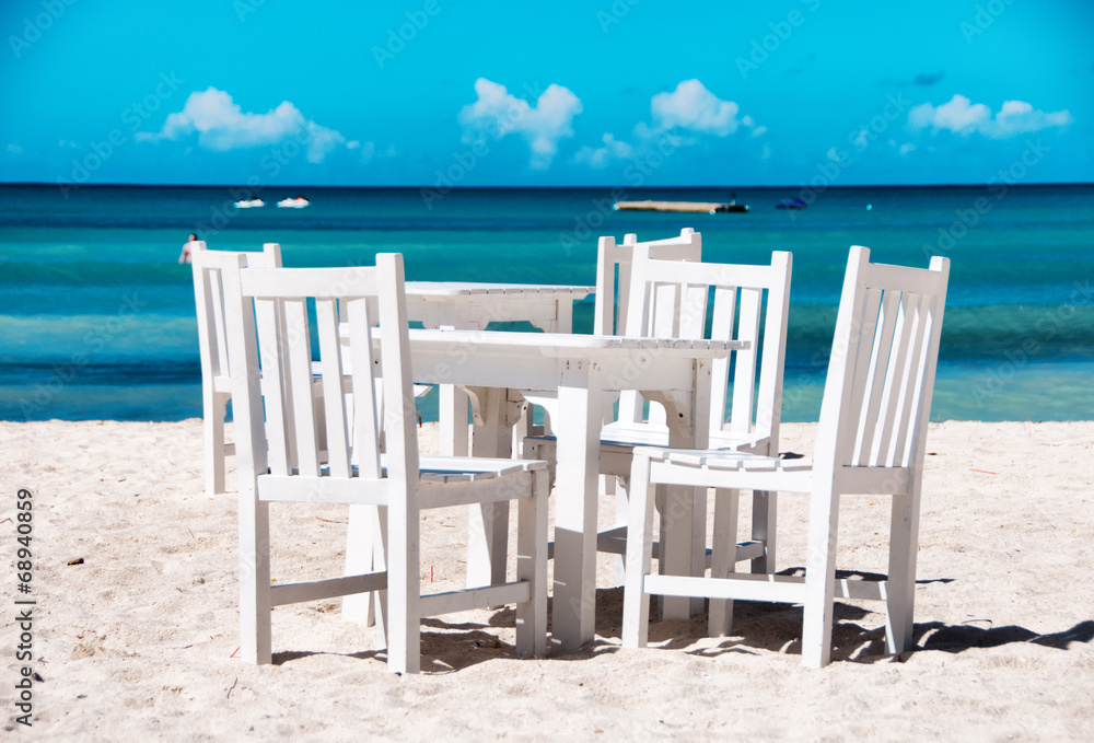 Idyllic outdoor dining on a tropical beach