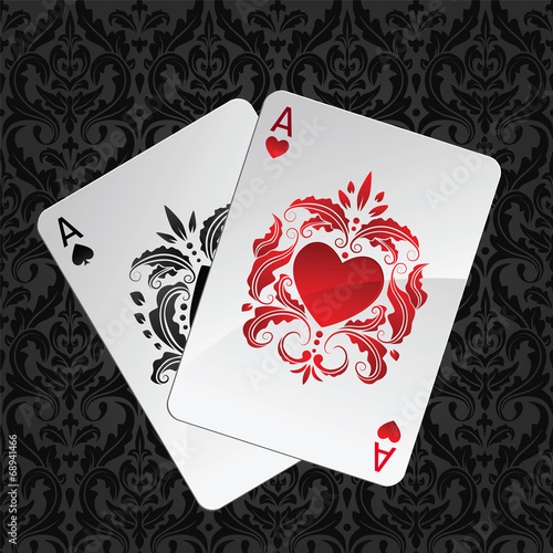 two aces playing cards(hearts and spades)