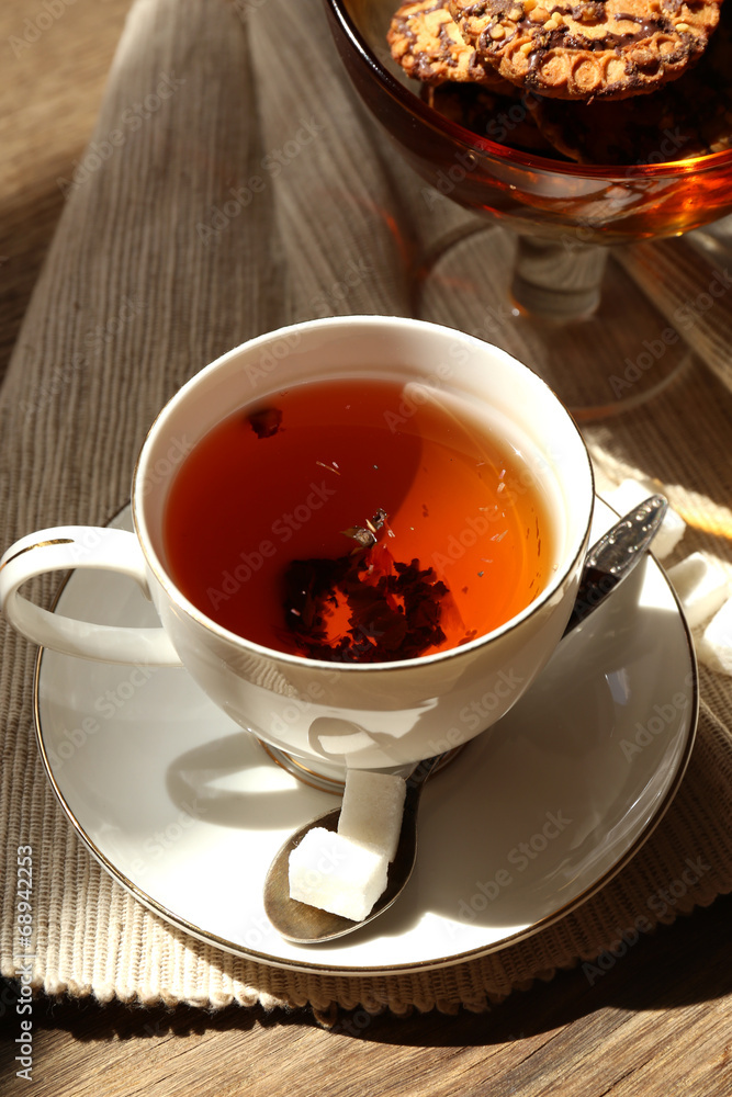 Cup of tea on table, close up Cup of tea on table, close up