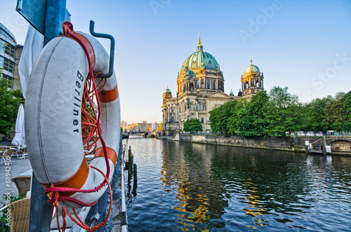 Photography Berliner Dom over the Spree river, Germany