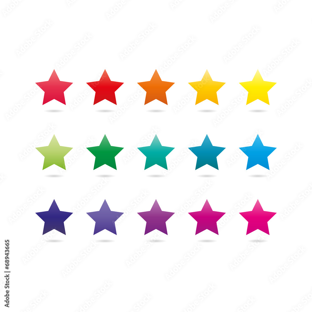 Rainbow star shape icons isolated on white background Rainbow star shape icons isolated on white background