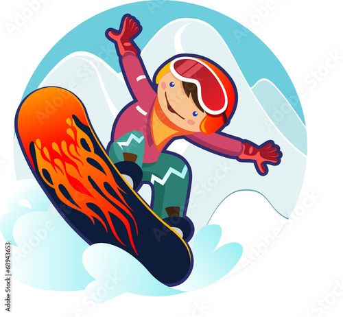 boy snowboarding. Winter fun. Ski Resort.