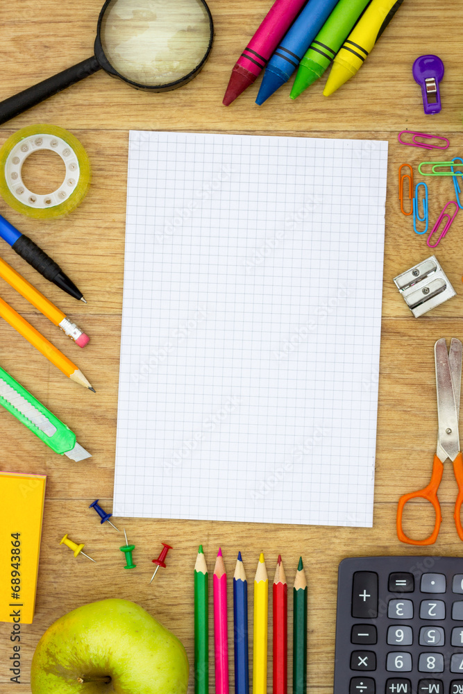 back to school and supplies near empty paper back to school and supplies near empty paper