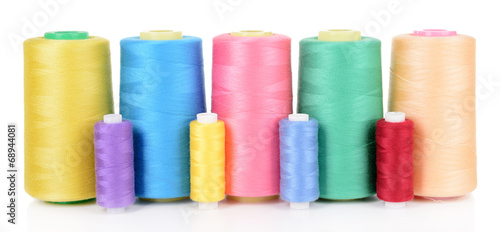 Colorful skeins of thread isolated on white