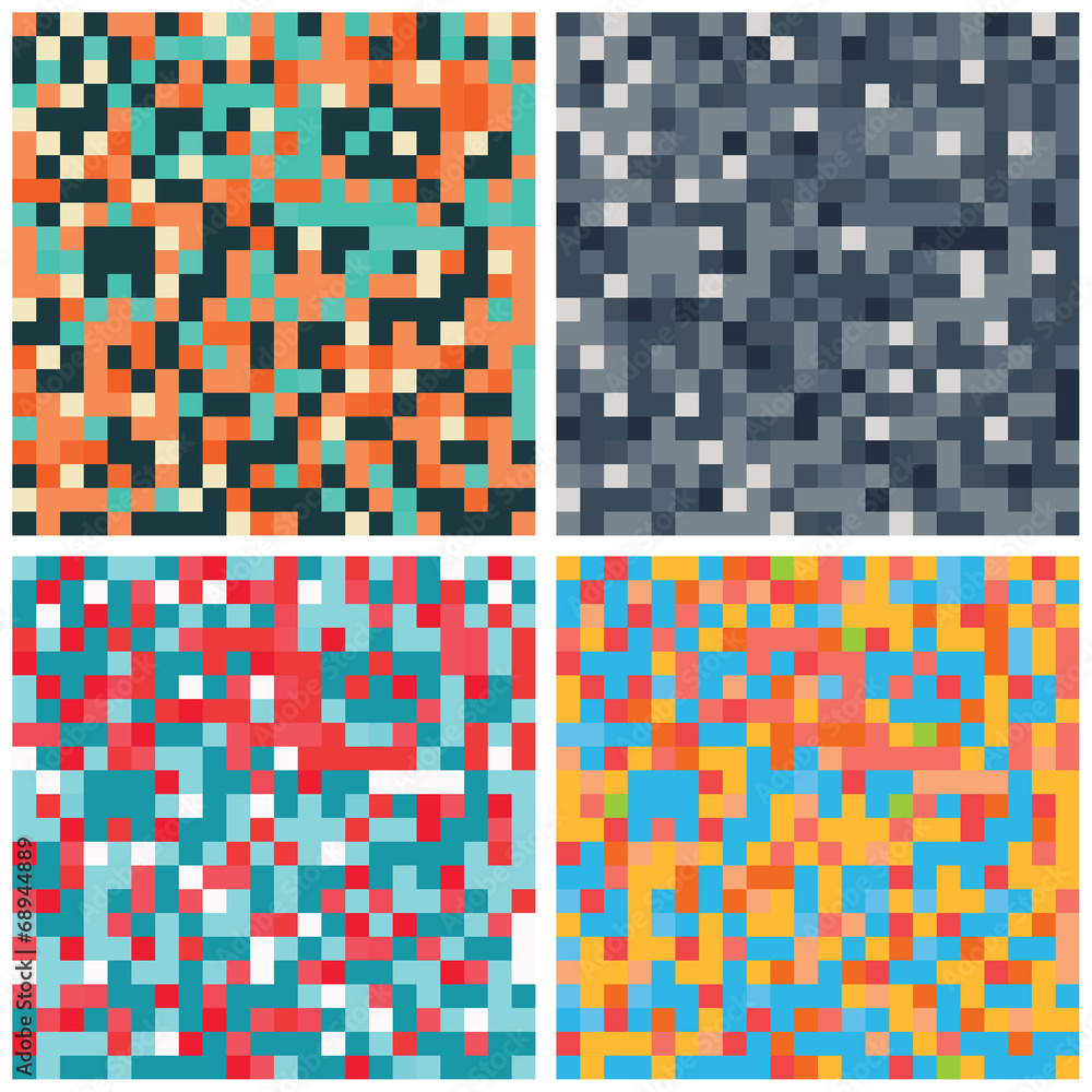 A group of four pixel background vectors
