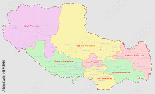 Tibet Administrative Regions Map photo
