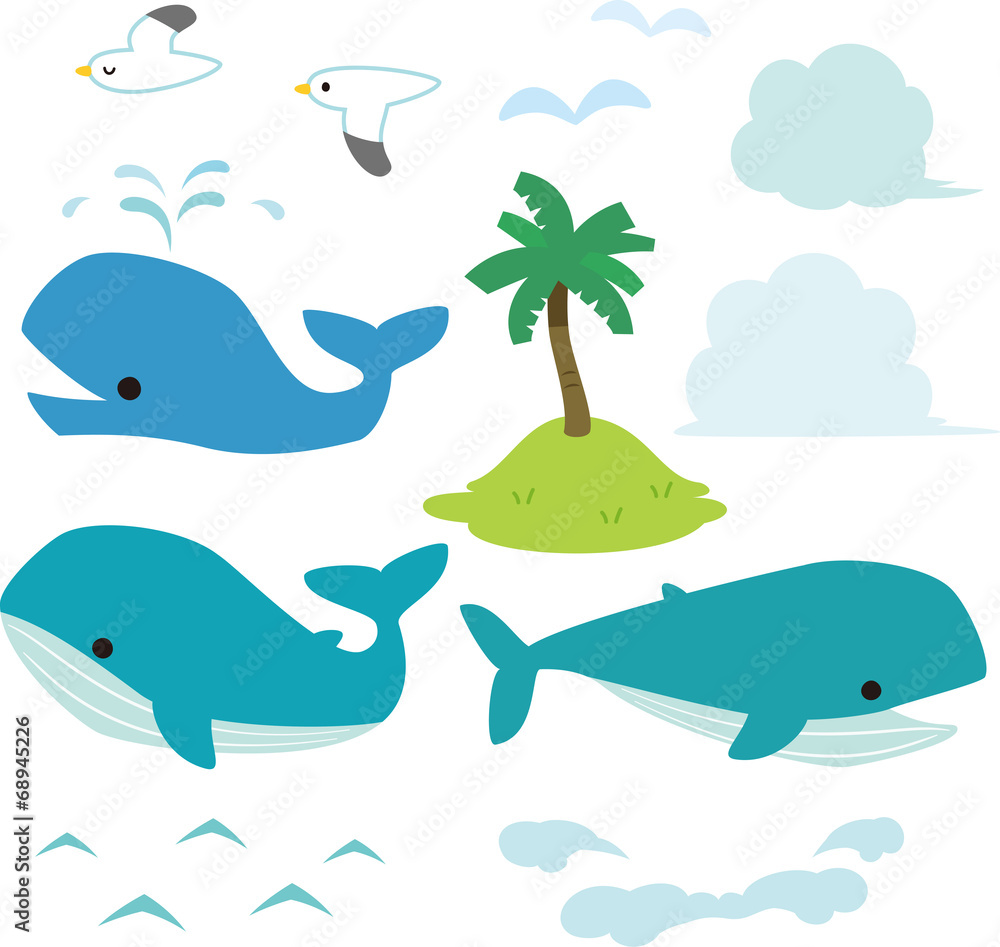 Naklejka premium クジラと海