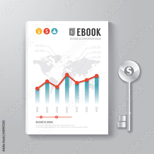 Cover Book Digital Design Template Key of Business Concept.