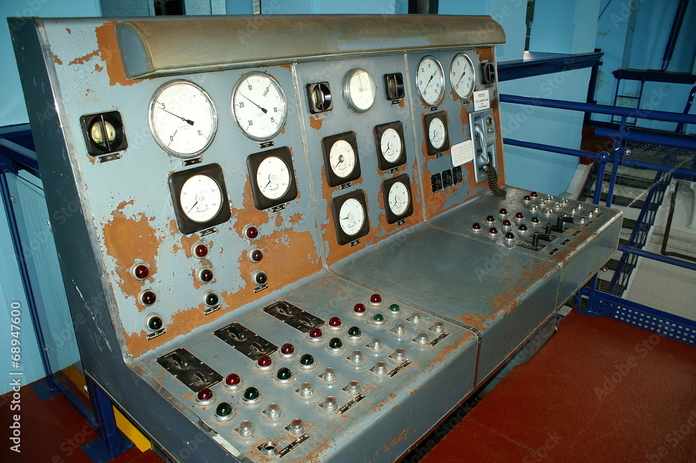 Belfast dry dock pump house control panel, RMS Titanic Stock Photo