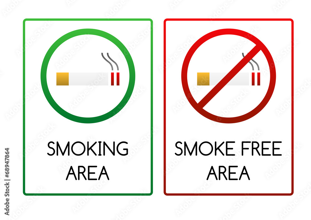 Signs for smoking and smoke free area Signs for smoking and smoke free area