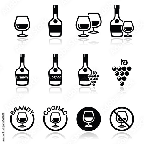 Brandy and cognac vector icons set