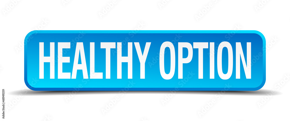 healthy option blue 3d realistic square isolated button healthy option blue 3d realistic square isolated button