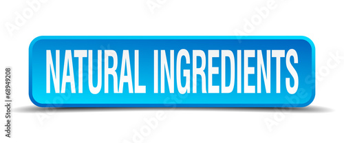 natural ingredients blue 3d realistic square isolated button